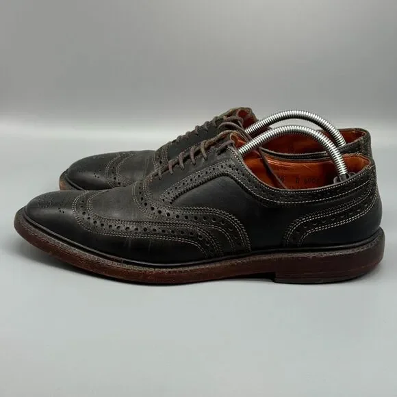Allen Edmonds Macneil Mens 10 Black Leather Dress Shoes Lace-Up Block Heel